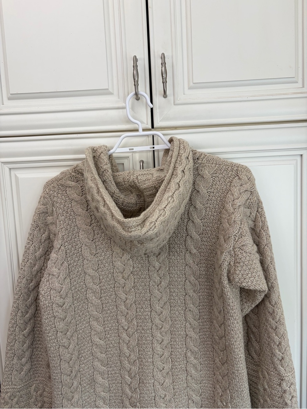 Aran Crafts Size S women’s Irish Merino wool long hooded zip sweater - Picture 7 of 11